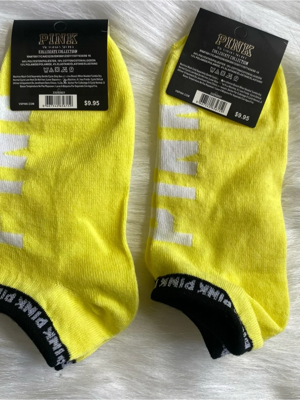 PINK Victoria's Secret Bright Yellow No-Show Athletic Socks